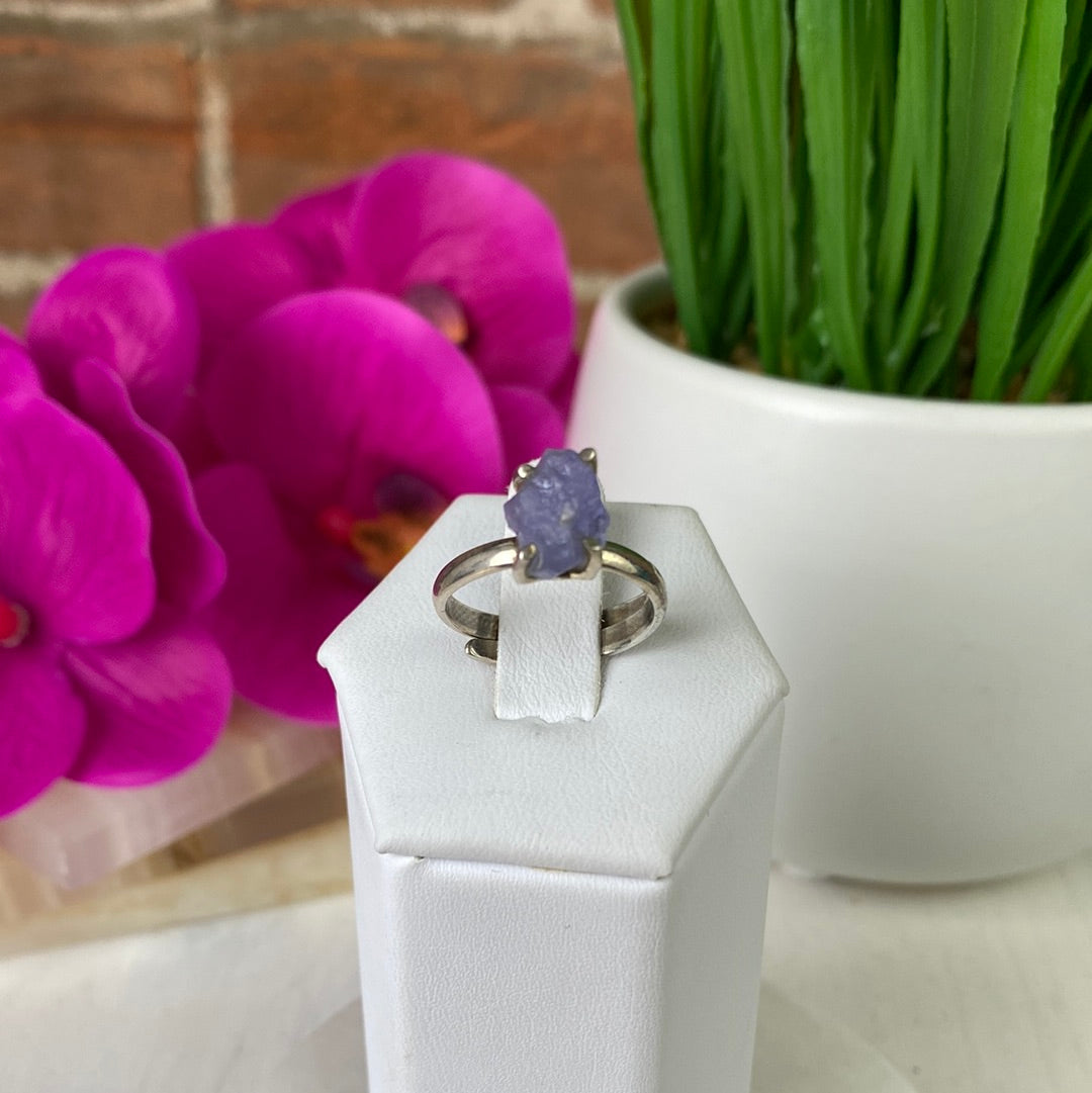 Tanzanite Rough Sterling Silver Ring (Sized and Adjustable)