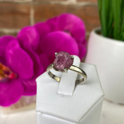 Tourmaline (Pink and Green) Natural Sized Rings with Sterling Silver Prong Setting