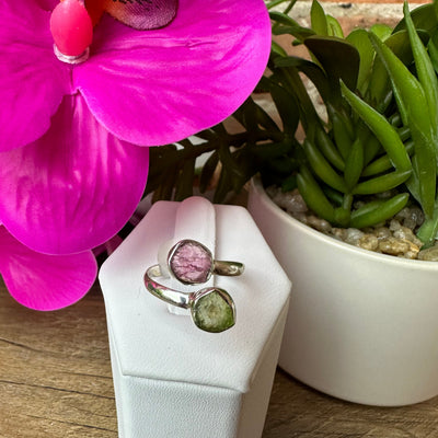 Tourmaline Rough Double Wrap Ring Sterling Silver
