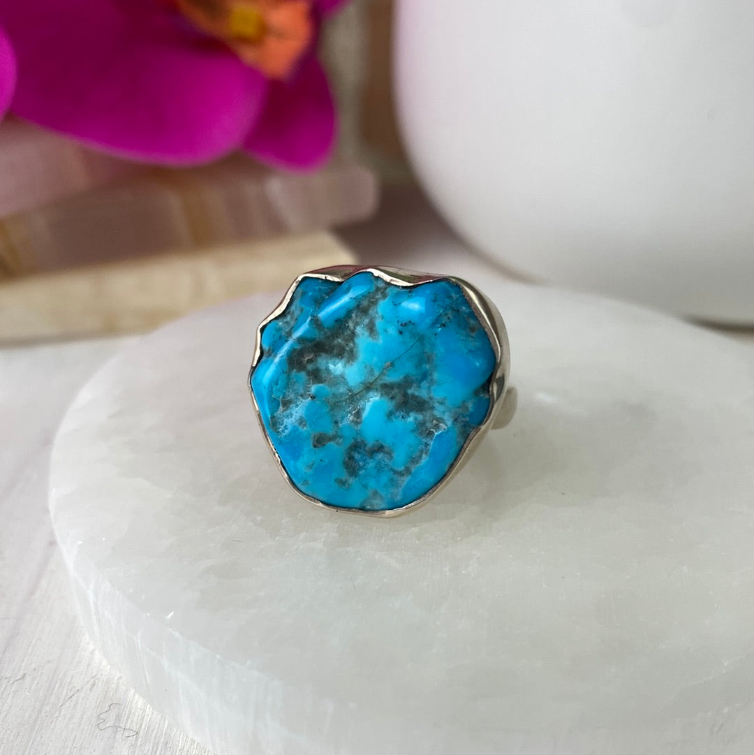 Turquoise (Sleeping Beauty) Sterling Silver Ring- Adjustable