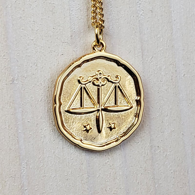 Zodiac Sign Single Layer Medallion Necklace-Silver or Gold