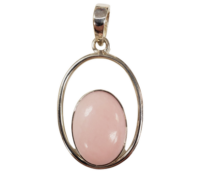 pink opal sterling silver pendant